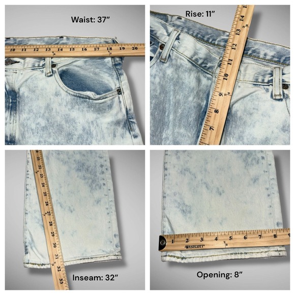 Levi's 501 Men's Jeans 38x32 Acid Wash Button Fly Straight Leg Distressed Modern - Picture 11 of 15